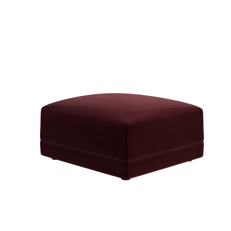 Burgundy Velvet Footstool - Laine 