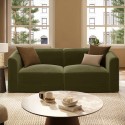 LNE006 Olive Green Velvet Curved Modular 3 Seater Sofa - Laine