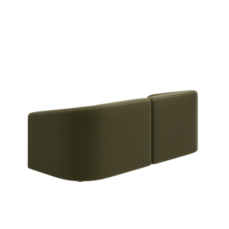 Olive Green Velvet Curved Modular 3 Seater Sofa - Laine