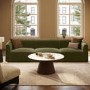 Olive Green Velvet Curved Modular 4 Seater Sofa - Laine