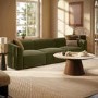 Olive Green Velvet Curved Modular 4 Seater Sofa - Laine