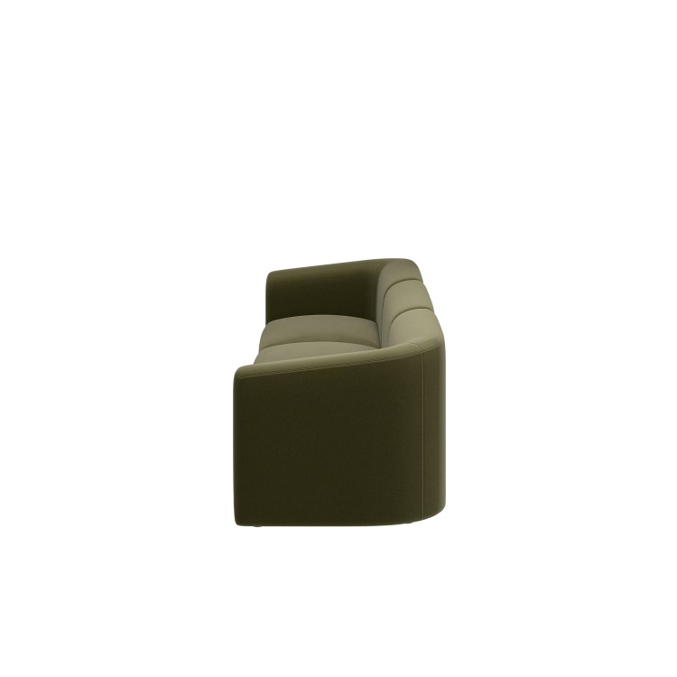 Olive Green Velvet Curved Modular 4 Seater Sofa - Laine
