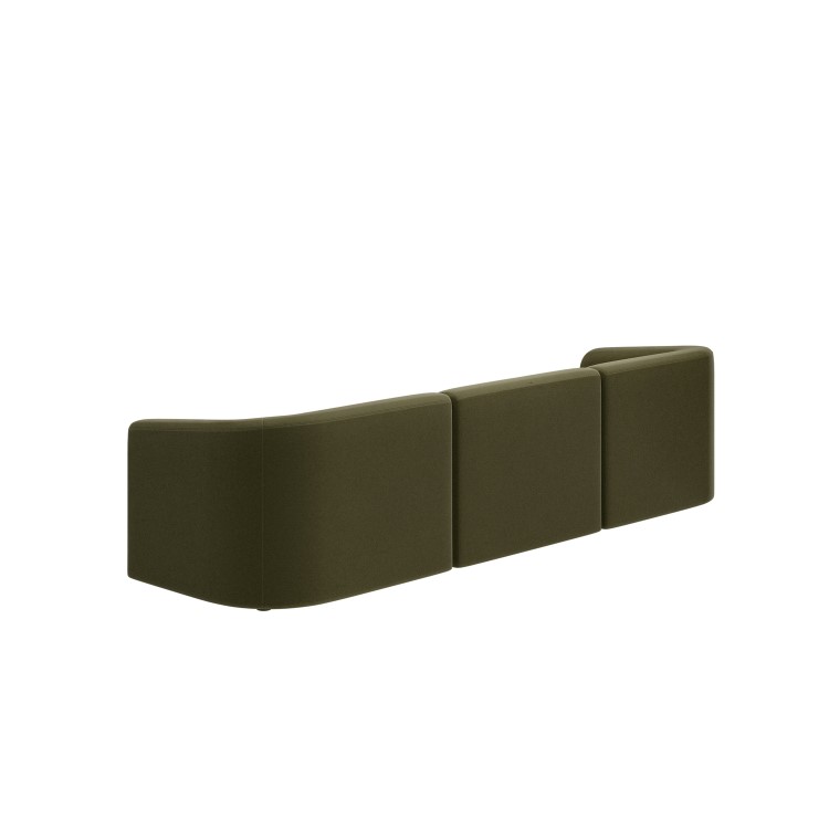 Olive Green Velvet Curved Modular 4 Seater Sofa - Laine
