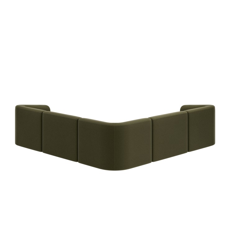 Large Olive Green Velvet Curved Modular 5 Seater Corner Sofa - Laine
