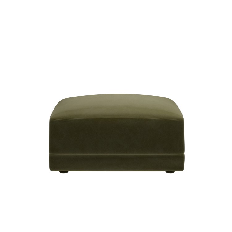 Olive Green Velvet Footstool - Laine