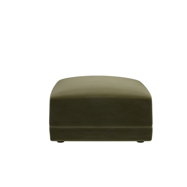 Olive Green Velvet Footstool - Laine