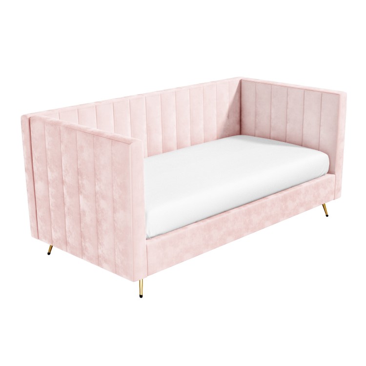 Single Day Bed Sofa in Pink Velvet - Lennox