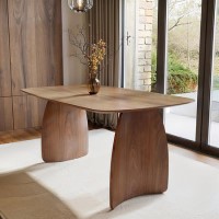 Walnut Curved Leg Dining Table - Seats 4 - 6 - Leona
