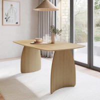 Oak Curved Leg Dining Table - Seats 4 - 6 - Leona Oak Curved Leg Dining Table - Seats 4 - 6 - Leona