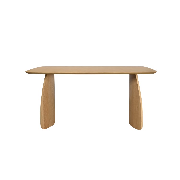 Rectangular Oak Curved Leg Dining Table Set with 4 Cream Upholstered Chairs - Seats 4 - Leona