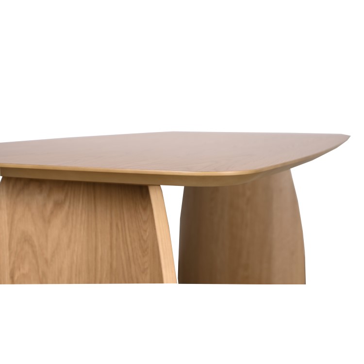 Rectangular Oak Curved Leg Dining Table Set with 4 Cream Upholstered Chairs - Seats 4 - Leona