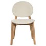 Round Oak and Marble Effect Dining Table Set with 4 Cream Upholstered Chairs - Seats 4 - Malia