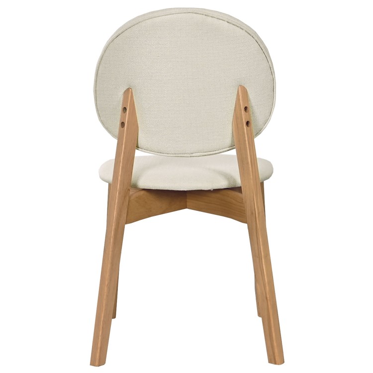 Round Oak and Marble Effect Dining Table Set with 4 Cream Upholstered Chairs - Seats 4 - Malia