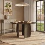 Round Walnut Curved Leg Dining Table - Seats 6 - Leona