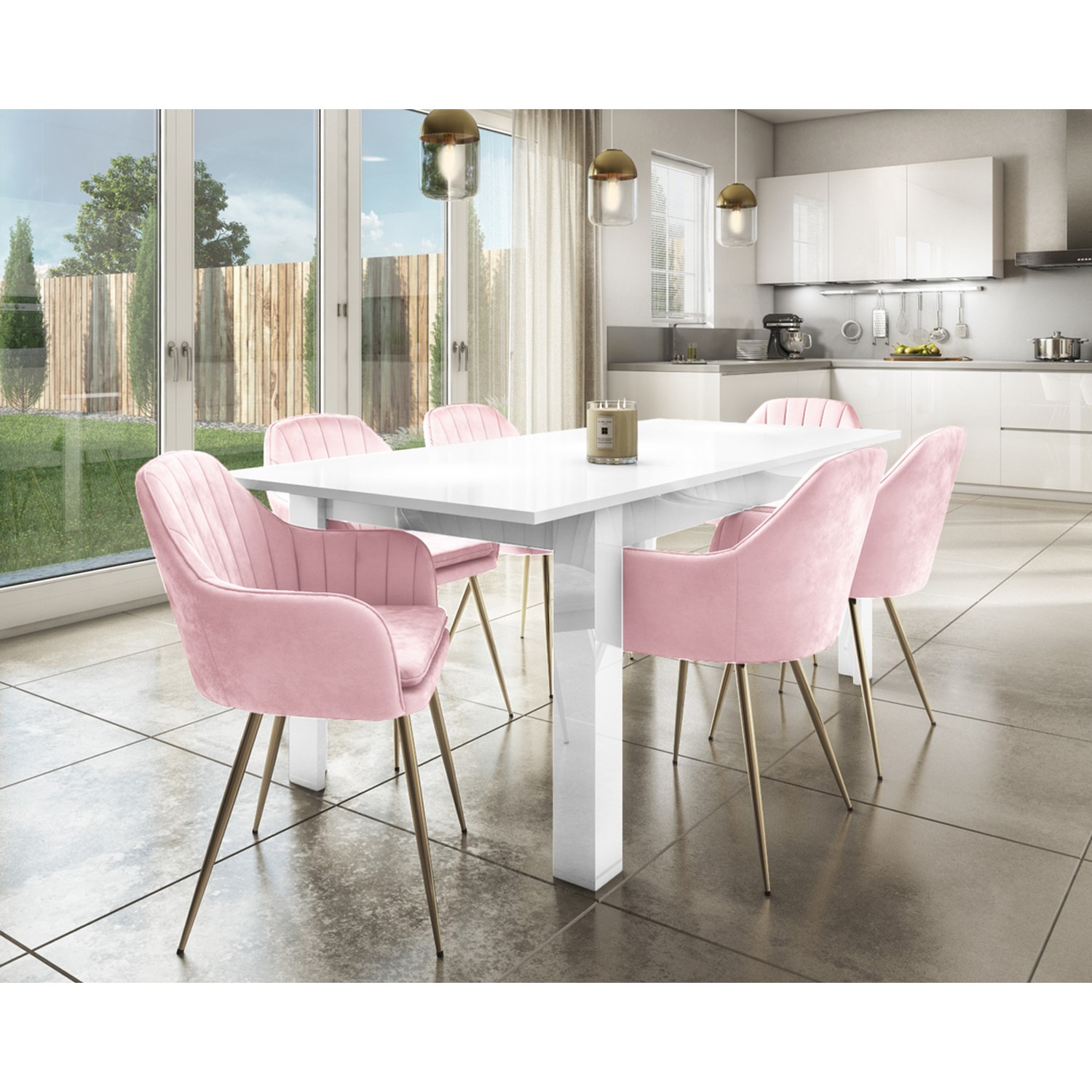 pink dining chairs