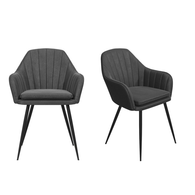 Set of 2 Grey Faux Leather Tub Dining Chairs - Logan
