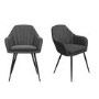 Set of 2 Grey Faux Leather Tub Dining Chairs - Logan