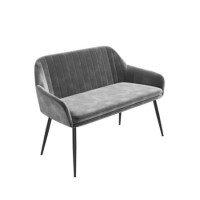 Grey Velvet Dining Bench with Back - Seats 2 - Logan
