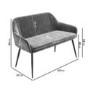 Grey Velvet Dining Bench with Back - Seats 2 - Logan