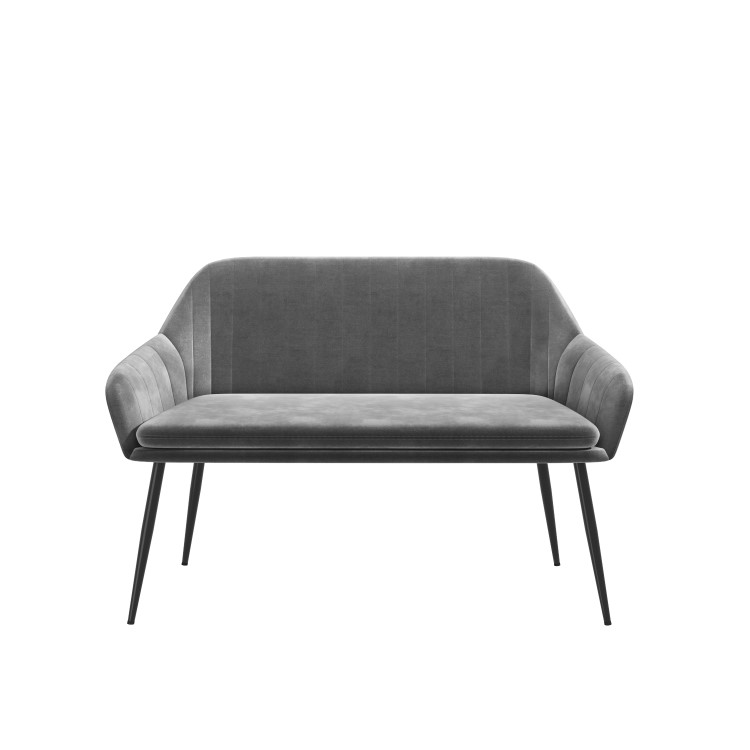 Grey Velvet Dining Bench with Back - Seats 2 - Logan