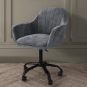 LOG019 Grey Velvet Office Chair with Arms - Logan