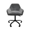 Grey Velvet Office Chair with Arms - Logan