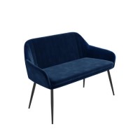 Large Navy Velvet Dining Bench with Back - Seats 2 - Logan