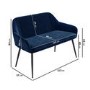Large Navy Velvet Dining Bench with Back - Seats 2 - Logan