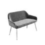 Large Grey Velvet Dining Bench with Back - Seats 2 - Logan