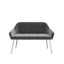 Large Grey Velvet Dining Bench with Back - Seats 2 - Logan