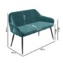 Teal Velvet  Dining Bench with Back - Seats 2 - Logan