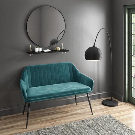 Teal Velvet Dining Bench with Back Seats 2 Logan Page 1 BuyItDirect.ie