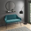 Teal Velvet  Dining Bench with Back - Seats 2 - Logan