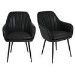 Set of 2 Black Faux Leather Tub Dining Chairs - Logan