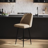 Beige Faux Leather Swivel Kitchen Stool - Logan