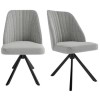 Set of 2 Grey Fabric Swivel Dining Chairs with Black Legs - Logan