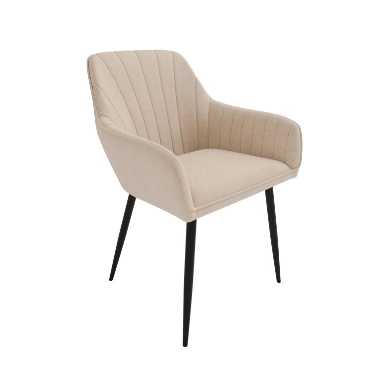 Set of 2 Beige Fabric Tub Dining Chairs - Logan