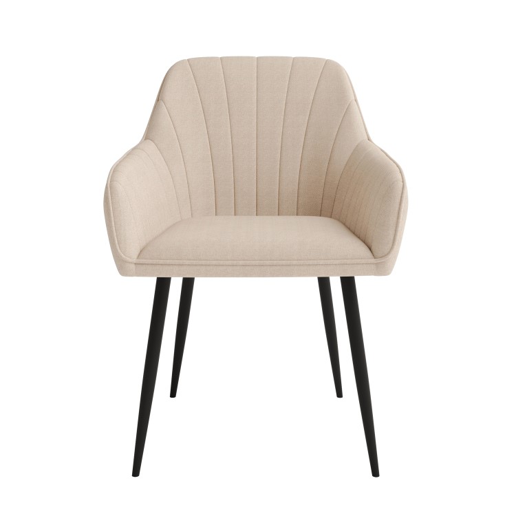 Set of 2 Beige Fabric Tub Dining Chairs - Logan