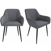 Set of 2 Grey Fabric Tub Dining Chairs - Logan
