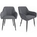 Set of 2 Grey Fabric Tub Dining Chairs - Logan