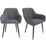 Set of 2 Grey Fabric Tub Dining Chairs - Logan