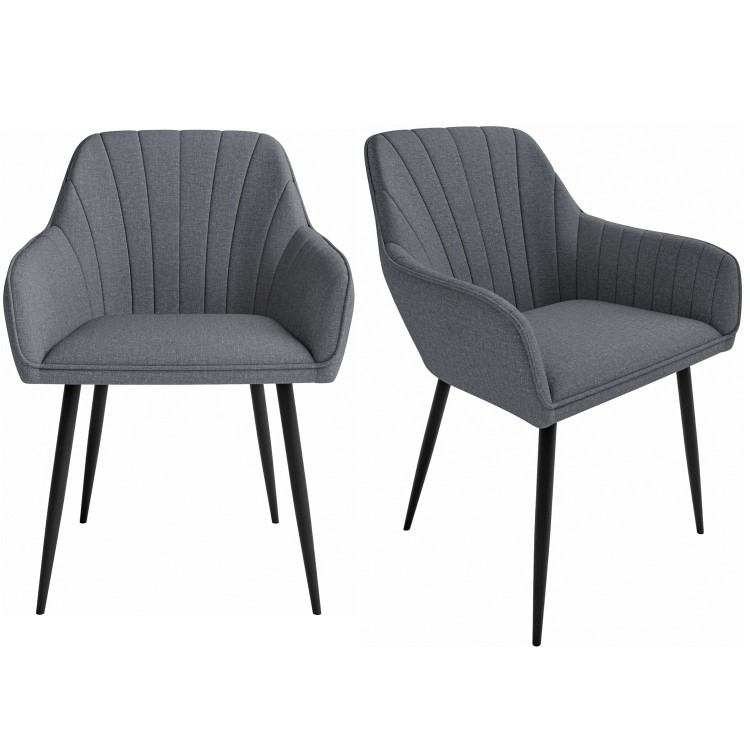 Set of 2 Grey Fabric Tub Dining Chairs - Logan