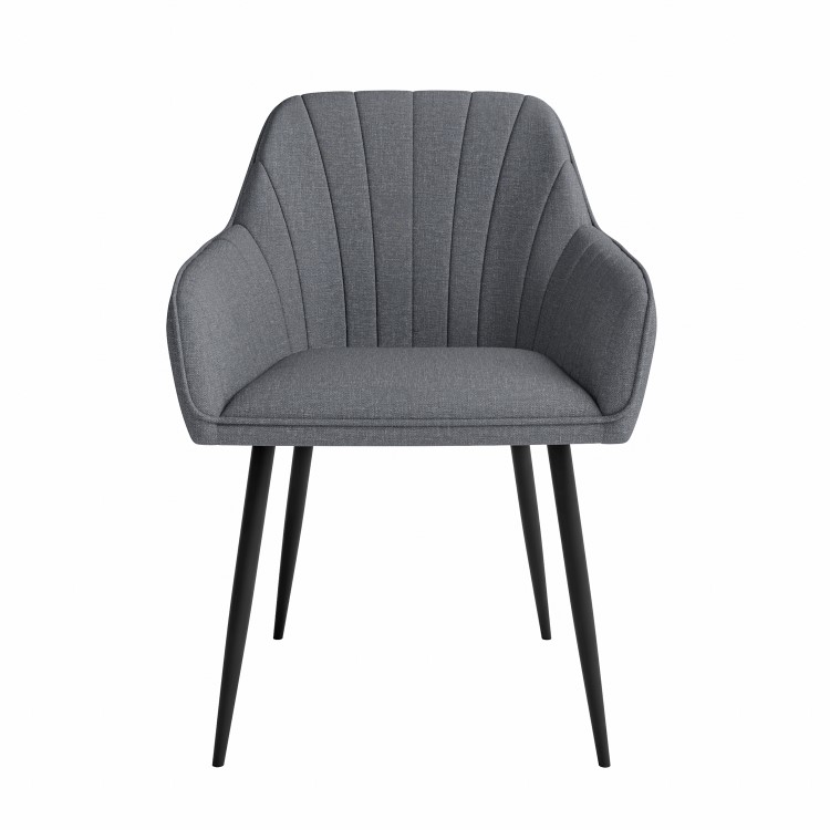 Set of 2 Grey Fabric Tub Dining Chairs - Logan