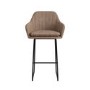 Beige Faux Leather Bar Stool with Back - 77cm - Logan