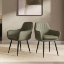 LOG043 Set of 2 Sage Green Faux Leather Dining Chairs - Logan