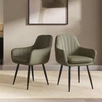 Set of 2 Sage Green Faux Leather Dining Chairs - Logan