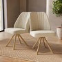 Set of 2 Beige Upholstered Swivel Dining Chairs with Oak Effect Legs - Logan