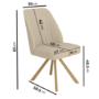 Set of 6 Beige Upholstered Swivel Dining Chairs with Oak Effect Legs - Logan