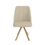 Set of 6 Beige Upholstered Swivel Dining Chairs with Oak Effect Legs - Logan