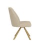 Set of 6 Beige Upholstered Swivel Dining Chairs with Oak Effect Legs - Logan